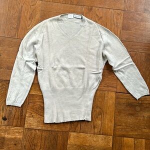 TSE cashmere & silk ice blue v-neck sweater, 3/4 sleeve.